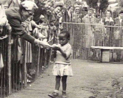 Picture of an African Girl been kep in a Human Zoo